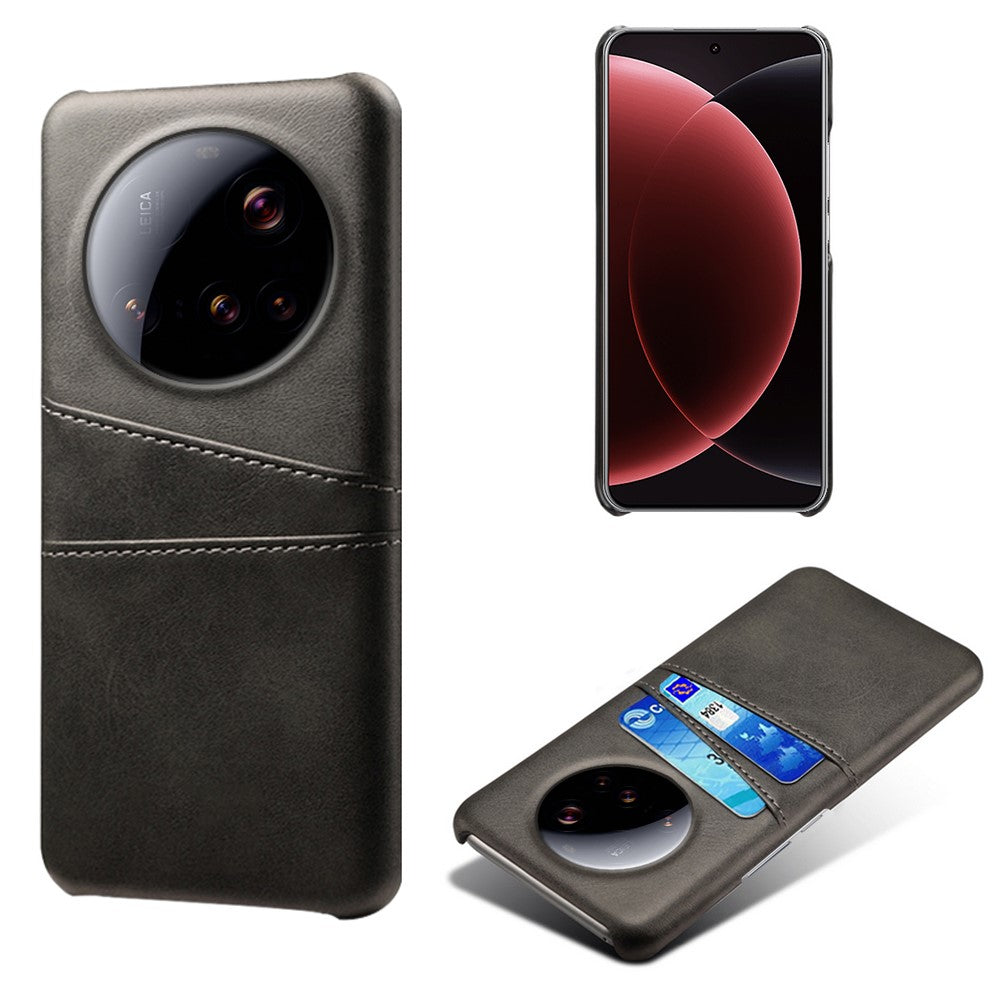 For Xiaomi 15 Ultra Case Dual Card Slots PU Leather + Hard PC Phone Cover