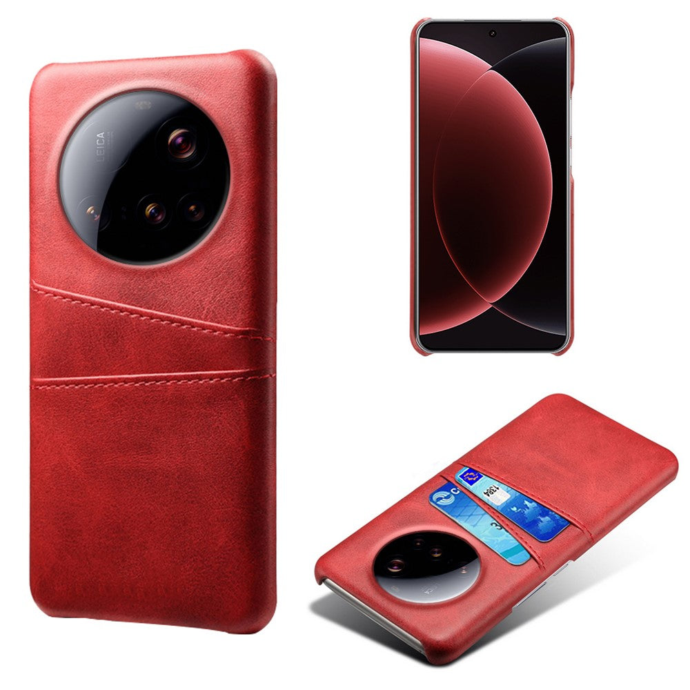 For Xiaomi 15 Ultra Case Dual Card Slots PU Leather + Hard PC Phone Cover