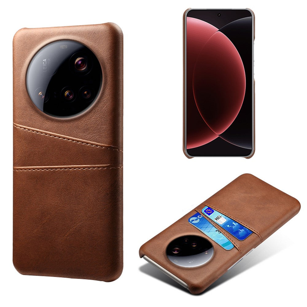 For Xiaomi 15 Ultra Case Dual Card Slots PU Leather + Hard PC Phone Cover