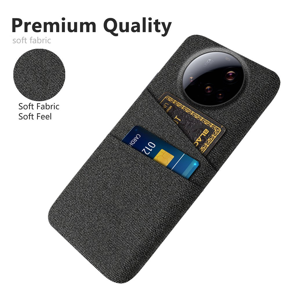 Xiaomi 15 Ultra-cover i stof + hårdt PC-mobilcover med to kortholdere