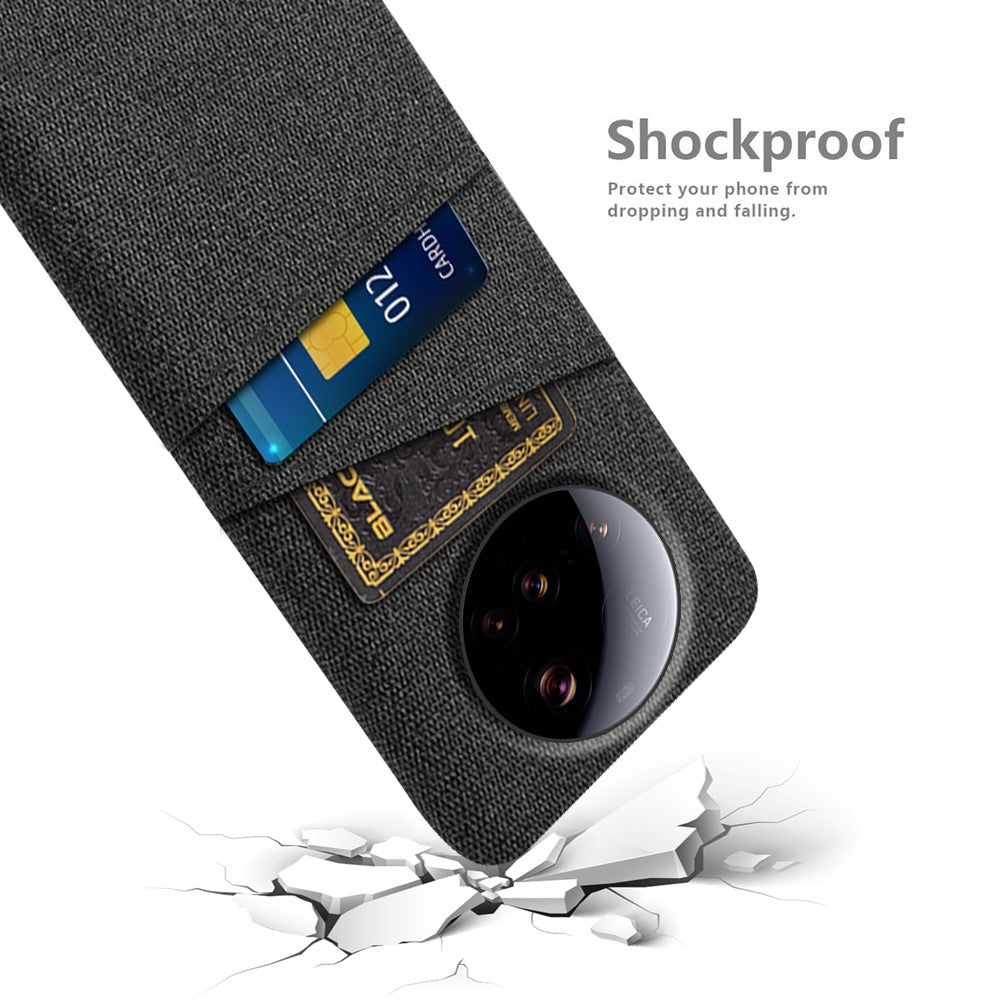 Xiaomi 15 Ultra-cover i stof + hårdt PC-mobilcover med to kortholdere