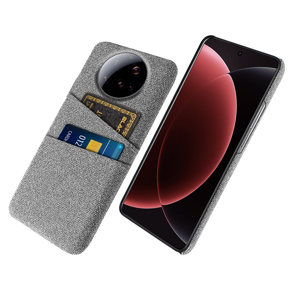 Xiaomi 15 Ultra-cover i stof + hårdt PC-mobilcover med to kortholdere