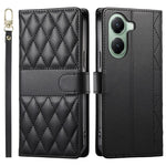 For Xiaomi Poco X7 Pro 5G  /  Redmi Turbo 4 5G Case Rhombus Stitching Wallet Stand Leather Phone Cover with Long  /  Short Strap