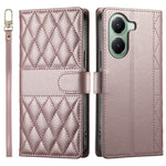 For Xiaomi Poco X7 Pro 5G  /  Redmi Turbo 4 5G Case Rhombus Stitching Wallet Stand Leather Phone Cover with Long  /  Short Strap