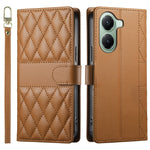 For Xiaomi Poco X7 Pro 5G  /  Redmi Turbo 4 5G Case Rhombus Stitching Wallet Stand Leather Phone Cover with Long  /  Short Strap