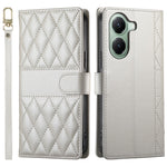 For Xiaomi Poco X7 Pro 5G  /  Redmi Turbo 4 5G Case Rhombus Stitching Wallet Stand Leather Phone Cover with Long  /  Short Strap