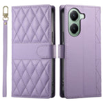 For Xiaomi Poco X7 Pro 5G  /  Redmi Turbo 4 5G Case Rhombus Stitching Wallet Stand Leather Phone Cover with Long  /  Short Strap
