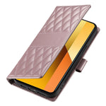 For Xiaomi Redmi Note 13 5G Case Rhombus Stitching Wallet Stand Leather Phone Cover with Long  /  Short Strap