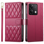 For Xiaomi Redmi Note 13 5G Case Rhombus Stitching Wallet Stand Leather Phone Cover with Long  /  Short Strap