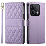 For Xiaomi Redmi Note 13 5G Case Rhombus Stitching Wallet Stand Leather Phone Cover with Long  /  Short Strap