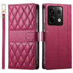 For Xiaomi Redmi Note 13 Pro 5G Case Rhombus Stitching Wallet Stand Leather Phone Cover with Long  /  Short Strap