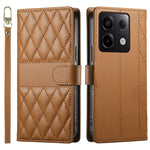 For Xiaomi Redmi Note 13 Pro 5G Case Rhombus Stitching Wallet Stand Leather Phone Cover with Long  /  Short Strap