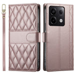 For Xiaomi Redmi Note 13 Pro 5G Case Rhombus Stitching Wallet Stand Leather Phone Cover with Long  /  Short Strap