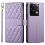 For Xiaomi Redmi Note 13 Pro 5G Case Rhombus Stitching Wallet Stand Leather Phone Cover with Long  /  Short Strap