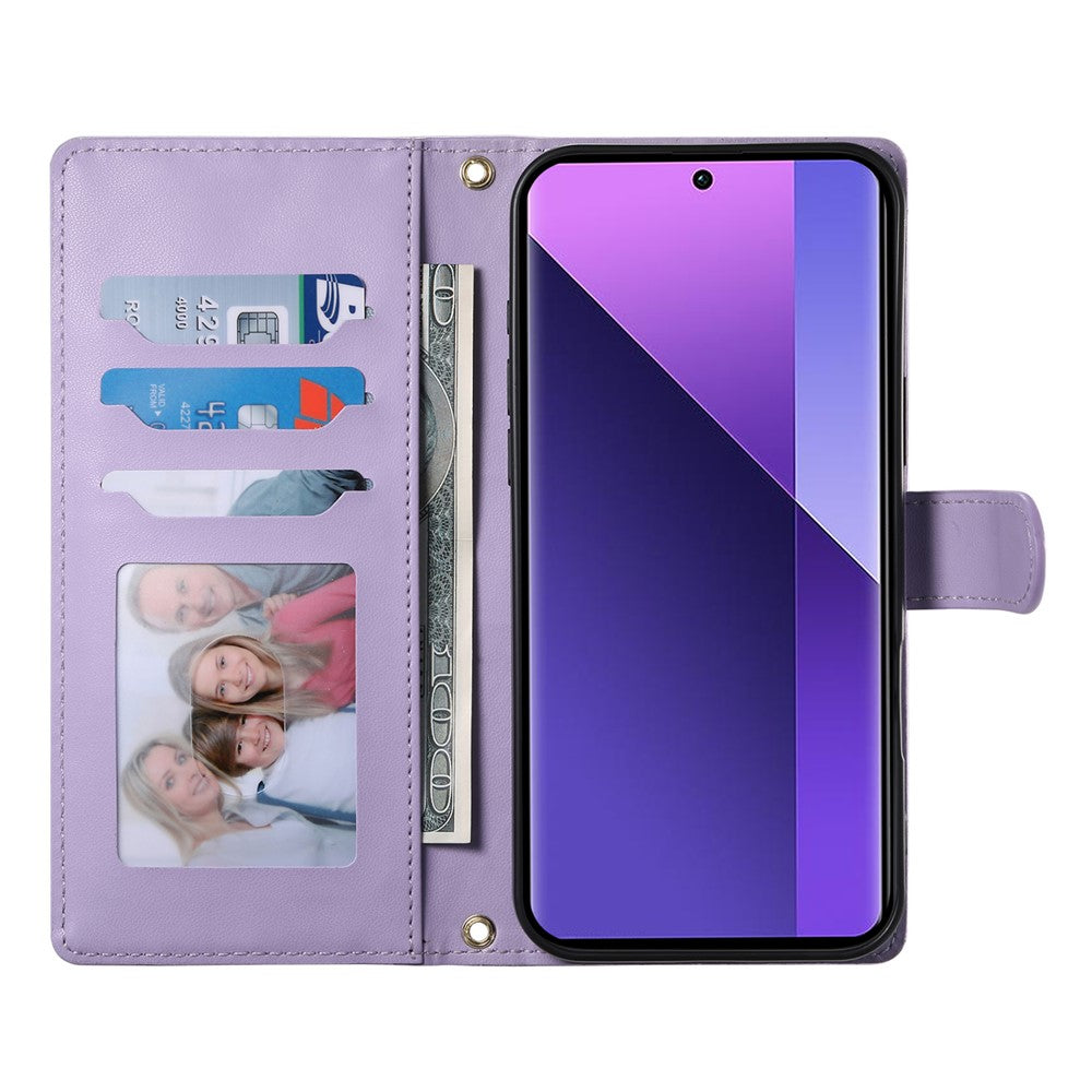 For Xiaomi Redmi Note 13 Pro+ 5G Case Rhombus Stitching Wallet Stand Leather Phone Cover with Long  /  Short Strap