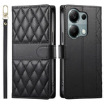 Xiaomi Redmi Note 13 Pro 4G / Poco M6 Pro 4G-mobilcover i læder med rombesyninger, pung, støttefunktion og lang/kort rem