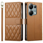 Xiaomi Redmi Note 13 Pro 4G / Poco M6 Pro 4G-mobilcover i læder med rombesyninger, pung, støttefunktion og lang/kort rem