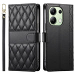 For Xiaomi Redmi Note 13 4G Case Rhombus Stitching Wallet Stand Leather Phone Cover with Long  /  Short Strap