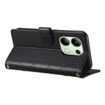 For Xiaomi Redmi Note 13 4G Case Rhombus Stitching Wallet Stand Leather Phone Cover with Long  /  Short Strap