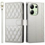For Xiaomi Redmi Note 13 4G Case Rhombus Stitching Wallet Stand Leather Phone Cover with Long  /  Short Strap