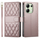 For Xiaomi Redmi Note 13 4G Case Rhombus Stitching Wallet Stand Leather Phone Cover with Long  /  Short Strap