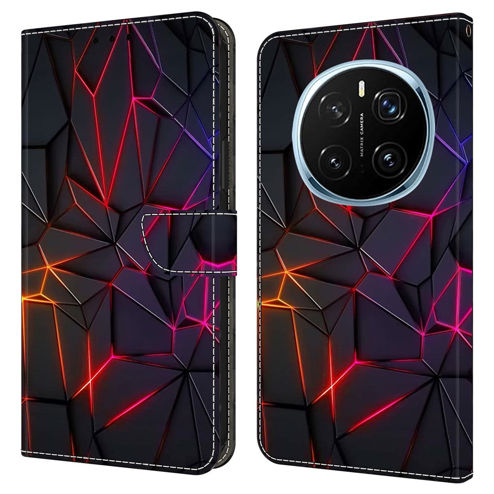 For Honor Magic7 Pro 5G Case with Card Slot Pattern Printed TPU+PU Leather Flip Phone Cover