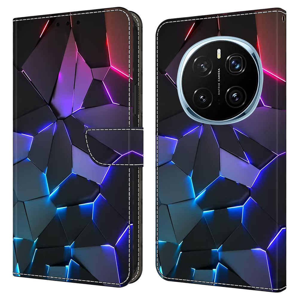 For Honor Magic7 Pro 5G Case with Card Slot Pattern Printed TPU+PU Leather Flip Phone Cover