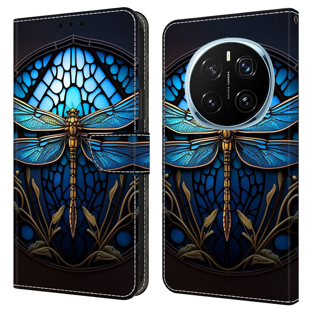 For Honor Magic7 Pro 5G Case with Card Slot Pattern Printed TPU+PU Leather Flip Phone Cover