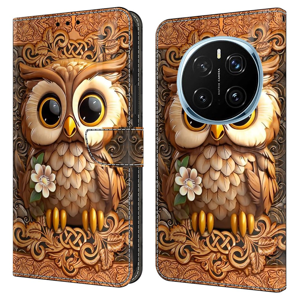 For Honor Magic7 Pro 5G Case with Card Slot Pattern Printed TPU+PU Leather Flip Phone Cover