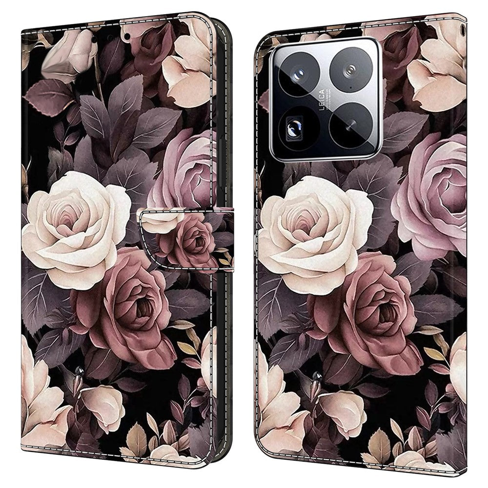 Xiaomi 15 Pro-skal i PU-läder med plånboksfodral och stativ