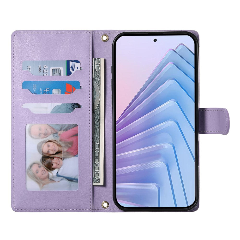 For Xiaomi Redmi Note 14 4G (163.25mm) Case Rhombus Stitching Wallet Stand Leather Phone Cover with Long  /  Short Strap