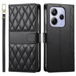 For Xiaomi Redmi Note 14 4G (163.25mm) Case Rhombus Stitching Wallet Stand Leather Phone Cover with Long  /  Short Strap