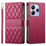 For Xiaomi Redmi Note 14 4G (163.25mm) Case Rhombus Stitching Wallet Stand Leather Phone Cover with Long  /  Short Strap