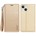 HANMAN Minuo Series Wallet Phone Case for iPhone 14, PU Leather + TPU Foldable Stand Magnetic Auto-absorbed Cover