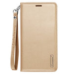 HANMAN Minuo Series Wallet Phone Case for iPhone 14, PU Leather + TPU Foldable Stand Magnetic Auto-absorbed Cover