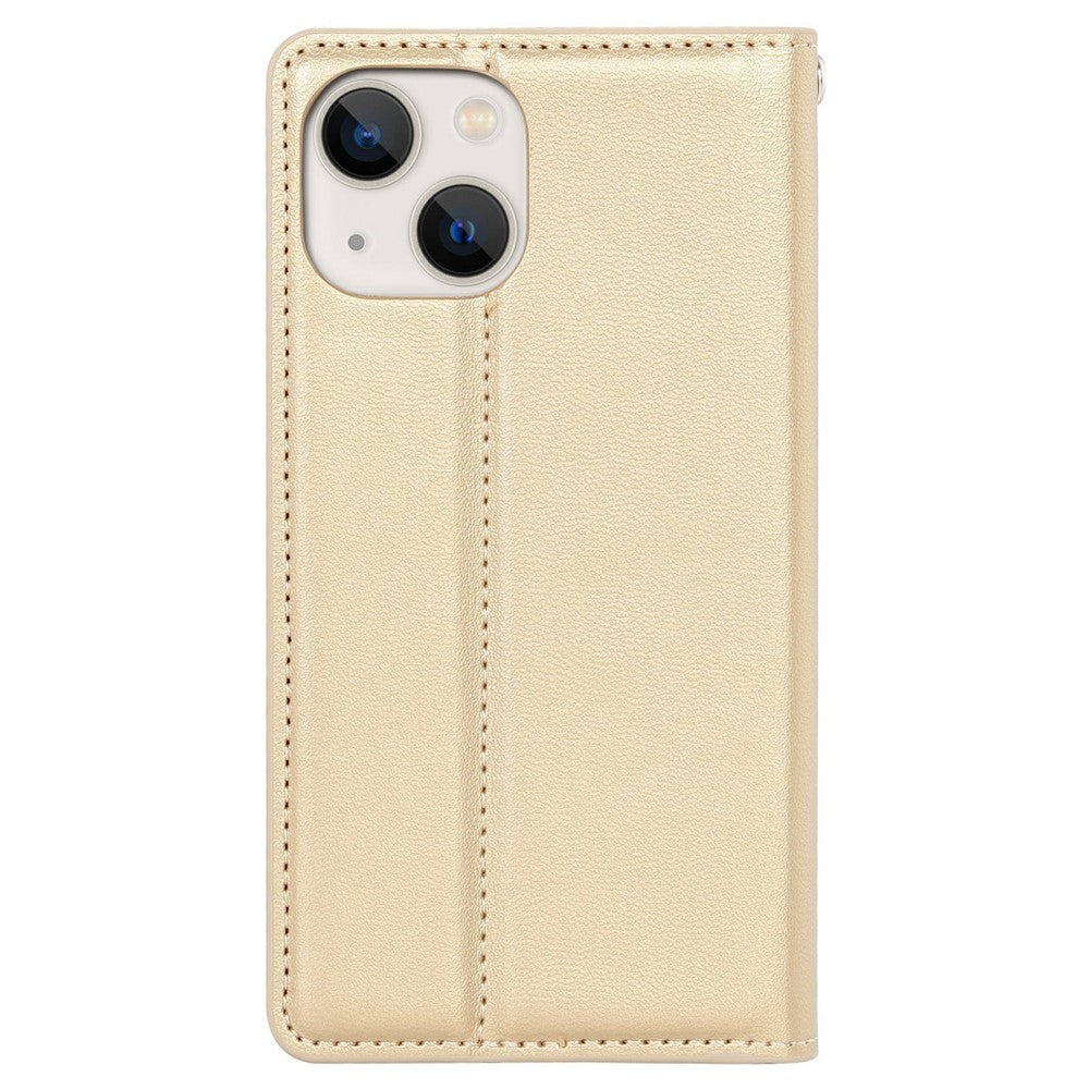 HANMAN Minuo Series Wallet Phone Case for iPhone 14, PU Leather + TPU Foldable Stand Magnetic Auto-absorbed Cover