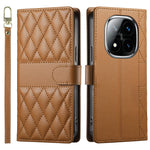 For Xiaomi Redmi Note 14 Pro+ 5G Case Rhombus Stitching Wallet Stand Leather Phone Cover with Long  /  Short Strap