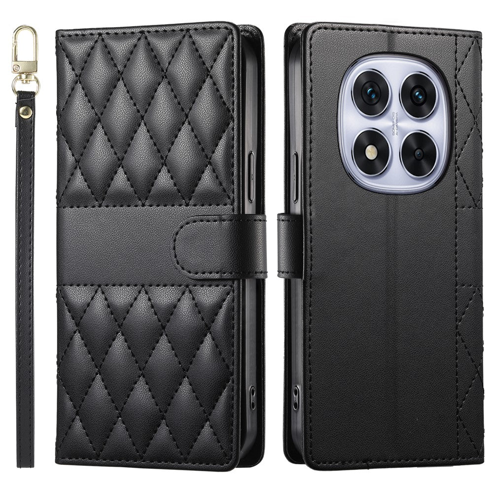 For Xiaomi Redmi Note 14 Pro 4G Case Rhombus Stitching Wallet Stand Leather Phone Cover with Long  /  Short Strap