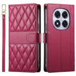For Xiaomi Redmi Note 14 Pro 4G Case Rhombus Stitching Wallet Stand Leather Phone Cover with Long  /  Short Strap
