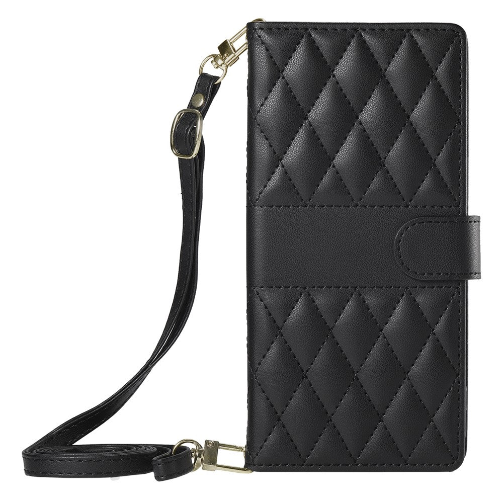 For Xiaomi 14T Case Rhombus Stitching Wallet Stand Leather Phone Cover with Long  /  Short Strap