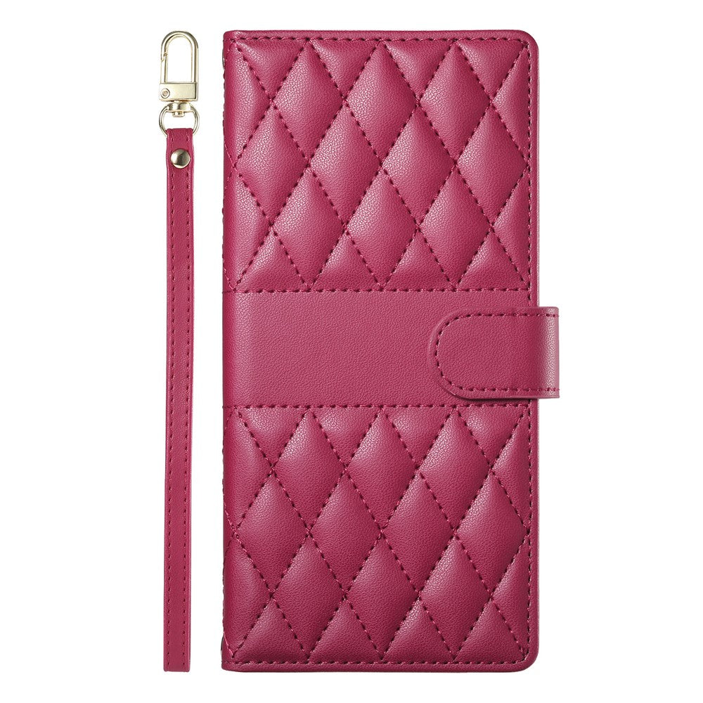 For Xiaomi 15 Case Rhombus Stitching Wallet Stand Leather Phone Cover with Long  /  Short Strap