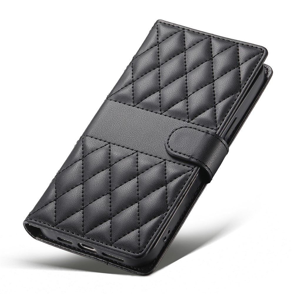 For Xiaomi 15 Pro Case Rhombus Stitching Wallet Stand Leather Phone Cover with Long  /  Short Strap