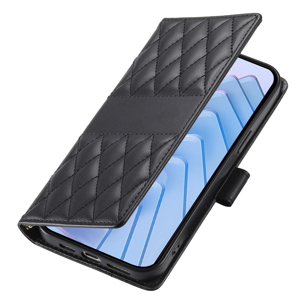 For Xiaomi 15 Pro Case Rhombus Stitching Wallet Stand Leather Phone Cover with Long  /  Short Strap