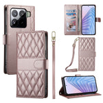 For Xiaomi 15 Pro Case Rhombus Stitching Wallet Stand Leather Phone Cover with Long  /  Short Strap