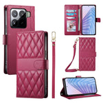 For Xiaomi 15 Pro Case Rhombus Stitching Wallet Stand Leather Phone Cover with Long  /  Short Strap
