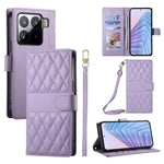 For Xiaomi 15 Pro Case Rhombus Stitching Wallet Stand Leather Phone Cover with Long  /  Short Strap