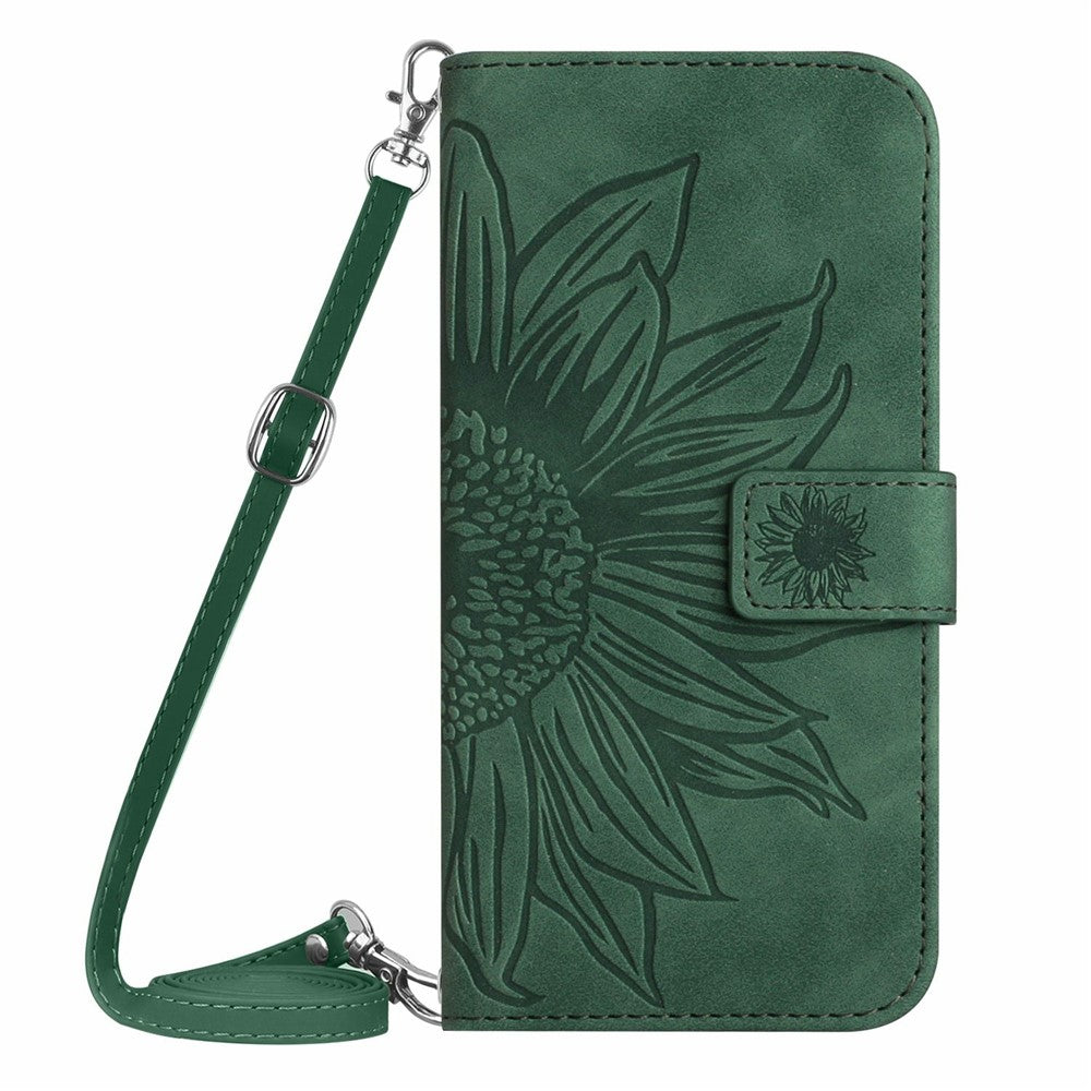For Xiaomi 15 Ultra Case Sunflower Imprint PU Leather Phone Cover with Long Strap