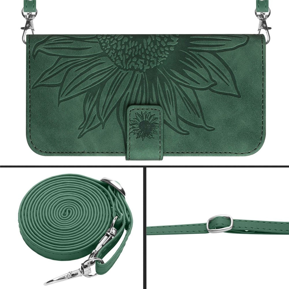 For Xiaomi 15 Ultra Case Sunflower Imprint PU Leather Phone Cover with Long Strap