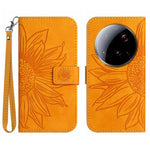 For Xiaomi 15 Ultra Case Sunflower Imprint Leather Wallet Phone Cover with Wrist Strap