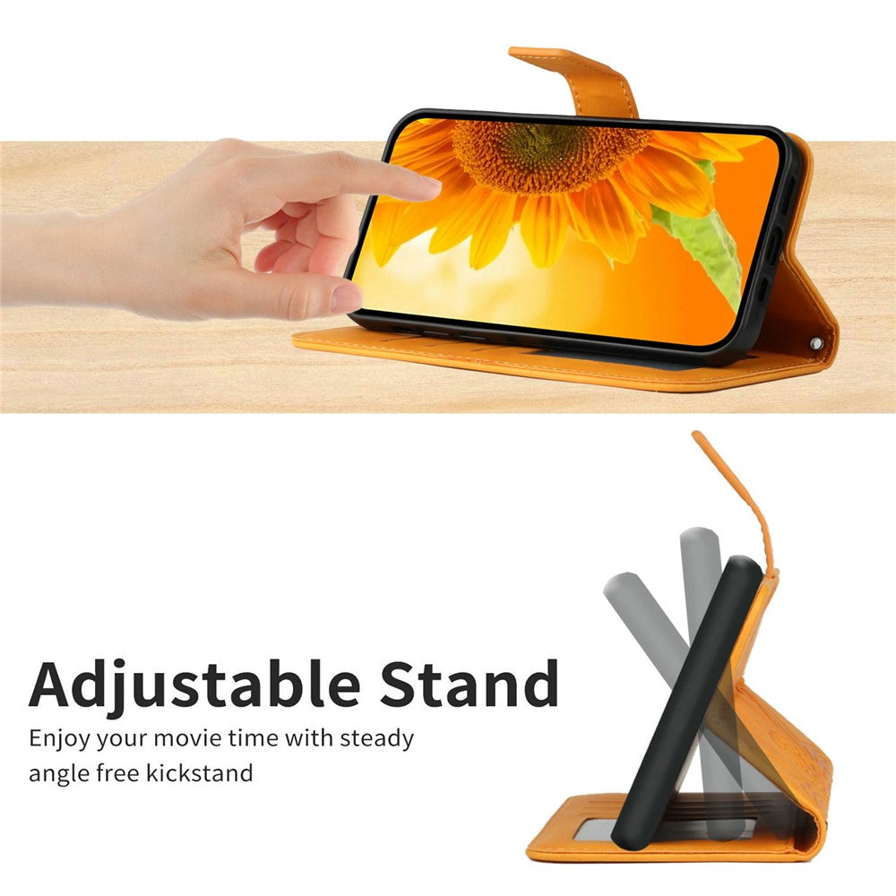 For Xiaomi 15 Ultra Case Sunflower Imprint Leather Wallet Phone Cover with Wrist Strap